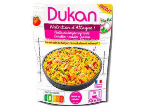 Perles de konjac aux moules, crevettes et safran façon paëlla dukan