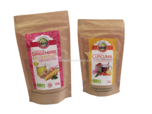 LOT 2-INFUSION DE GINGEMBRE 100 G + 1 INFUSION CURCUMA 150G